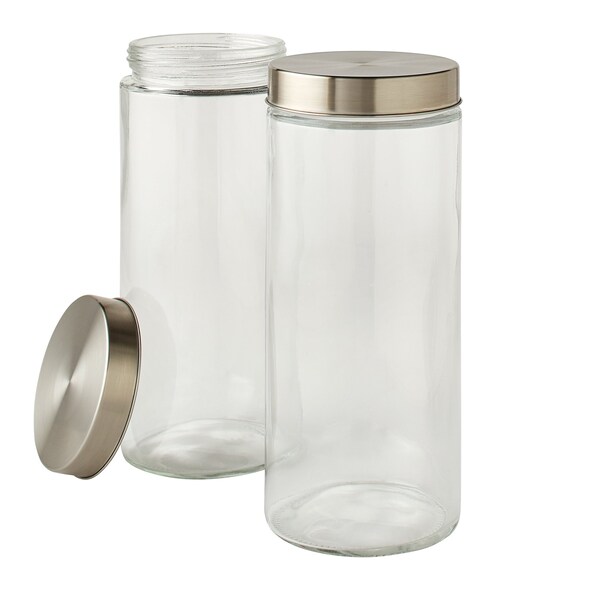 Snow Joe EatNeat Set of 2 Large Glass Food Storage Containers W Stainless Steel Lids HBS722PC
